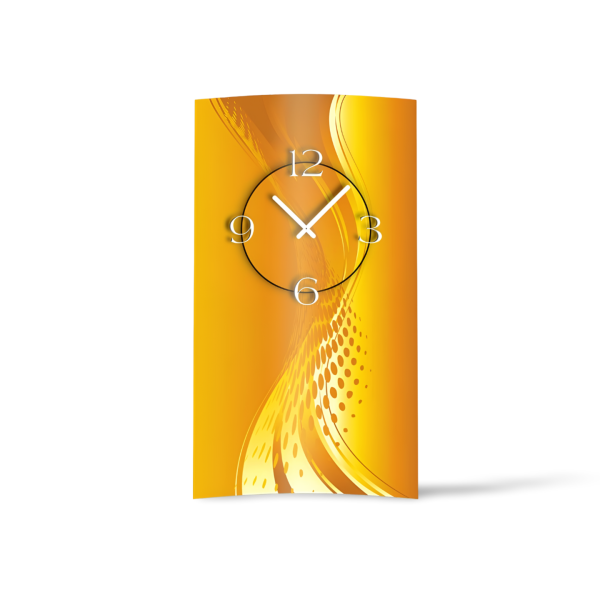 Abstrakt orange hochkant Designer Wanduhr modernes Wanduhren Design leise kein ticken dixtime 3DS-0036