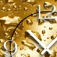 Wassertropfen gold Designer Wanduhr modernes Wanduhren Design leise kein ticken dixtime 3DS-0034
