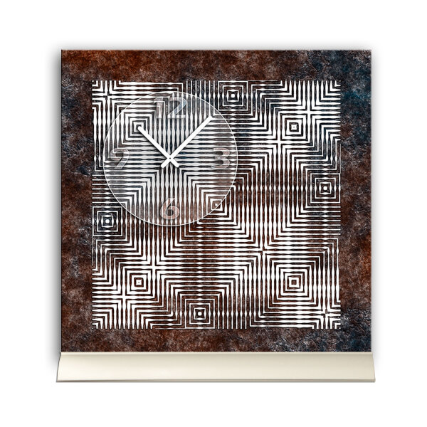 Tischuhr 30cmx30cm inkl. Alu-Ständer -abstraktes Design geräuschloses Quarzuhrwerk -Kaminuhr-Standuhr TU6058 DIXTIME