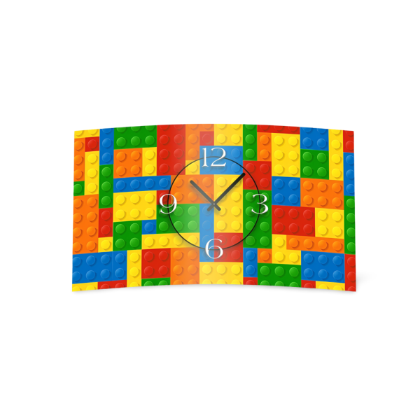 Bausteine bunt Designer Wanduhr modernes Wanduhren Design leise kein ticken dixtime 3DS-0013