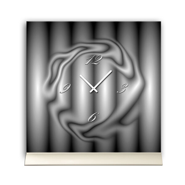 Tischuhr 30cmx30cm inkl. Alu-Ständer -abstraktes Design grau schwarz  geräuschloses Quarzuhrwerk -Kaminuhr-Standuhr TU6056 DIXTIME