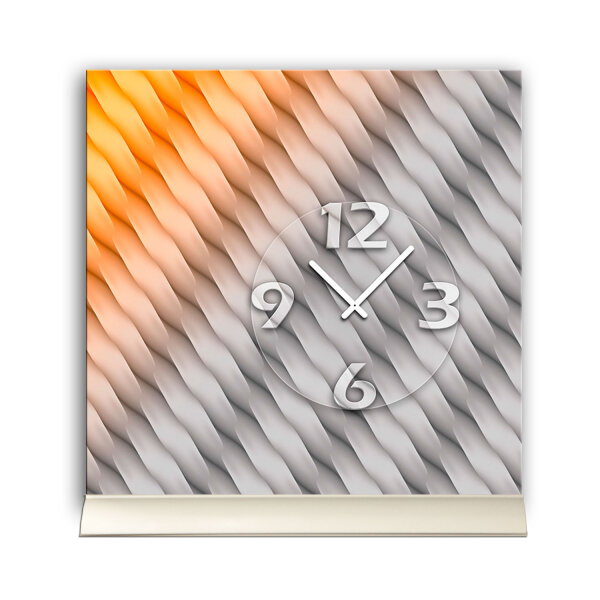 Tischuhr 30cmx30cm inkl. Alu-Ständer -grafisches Design grau orange  geräuschloses Quarzuhrwerk -Kaminuhr-Standuhr TU6054 DIXTIME