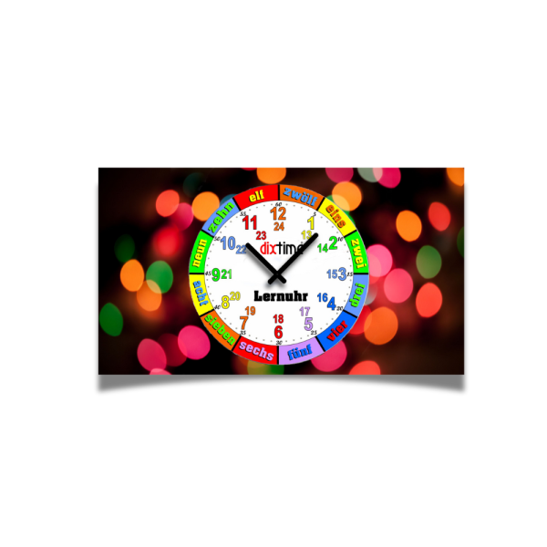 Bunte Kinder-Lernuhr Konfetti-Punkte, leise kein ticken, dixtime 3D-0433