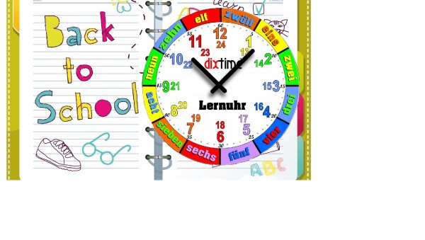 Modern-Stylische Kinder-Lernuhr Ringbuch, leise kein ticken, dixtime 3D-0437