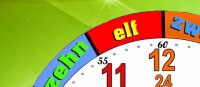 Kinder-Lernuhr schlicht einfarbig grün abstrakte Strukturen, leise kein ticken, dixtime 3DS-0434