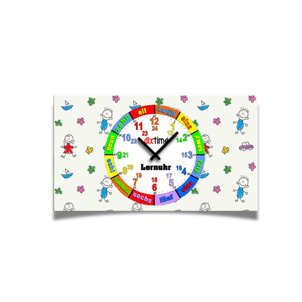 Kinder-Lernuhr buntes Malen und Zeichnen, leise kein ticken, dixtime 3DS-0439