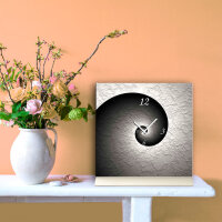Tischuhr 30cmx30cm inkl. Alu-Ständer -schlichtes zeitloses Design schwarz weiß  geräuschloses Quarzuhrwerk -Wanduhr-Standuhr TU6036 DIXTIME