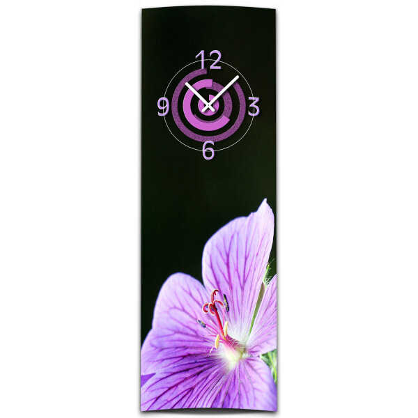Wanduhr XXL 3D Optik Dixtime lila Orchidee 30x90 cm hochkant leises Uhrwerk GL-012H