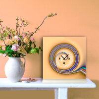 Tischuhr 30cmx30cm inkl. Alu-Ständer -abstraktes Design beige blau geräuschloses Quarzuhrwerk -Wanduhr-Standuhr TU6019 DIXTIME