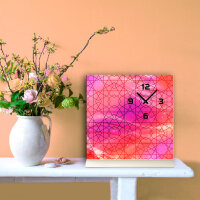 Tischuhr 30cmx30cm inkl. Alu-Ständer -modernes Design pink rot geräuschloses Quarzuhrwerk -Wanduhr-Standuhr TU6009 DIXTIME