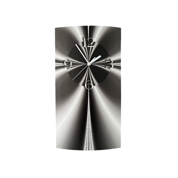 Digital Designer Wanduhr hochkant, Art abstrakt sw modernes Wanduhren Design, leise kein ticken, dixtime 3D-0442