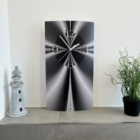 Digital Designer Wanduhr hochkant, Art abstrakt sw modernes Wanduhren Design, leise kein ticken, dixtime 3D-0442