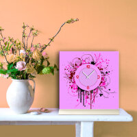 Tischuhr 30cmx30cm inkl. Alu-Ständer -Vintage Style pink rosa  geräuschloses Quarzuhrwerk -Wanduhr-Standuhr TU5051 DIXTIME