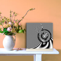 Tischuhr 30cmx30cm inkl. Alu-Ständer -modernes Design schwarz grau weiß geräuschloses Quarzuhrwerk -Wanduhr-Standuhr TU5040 DIXTIME
