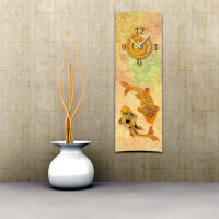 Wanduhr XXL 3D Optik Dixtime asiatisch Fische 30x90 cm...