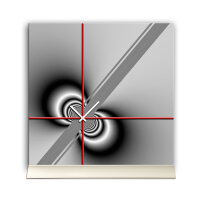 Tischuhr 30cmx30cm inkl. Alu-Ständer -modernes Design grau rot geräuschloses Quarzuhrwerk -Wanduhr-Standuhr TU5030 DIXTIME