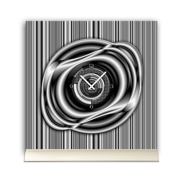 Tischuhr 30cmx30cm inkl. Alu-Ständer- modernes Design grau schwarz  geräuschloses Quarzuhrwerk -Wanduhr-Standuhr TU5028 DIXTIME