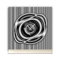 Tischuhr 30cmx30cm inkl. Alu-Ständer- modernes Design grau schwarz  geräuschloses Quarzuhrwerk -Wanduhr-Standuhr TU5028 DIXTIME