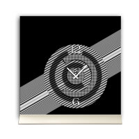 Tischuhr 30cmx30cm inkl. Alu-Ständer -modernes Design schwarz weiß geräuschloses Quarzuhrwerk -Wanduhr-Standuhr TU5027 DIXTIME