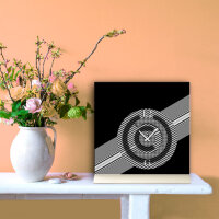 Tischuhr 30cmx30cm inkl. Alu-Ständer -modernes Design schwarz weiß geräuschloses Quarzuhrwerk -Wanduhr-Standuhr TU5027 DIXTIME
