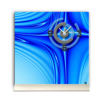 Tischuhr 30cmx30cm inkl. Alu-Ständer -modernes Design blau  geräuschloses Quarzuhrwerk -Wanduhr-Standuhr TU5021 DIXTIME