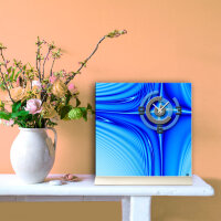 Tischuhr 30cmx30cm inkl. Alu-Ständer -modernes Design blau  geräuschloses Quarzuhrwerk -Wanduhr-Standuhr TU5021 DIXTIME