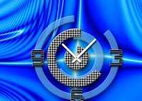 Tischuhr 30cmx30cm inkl. Alu-Ständer -modernes Design blau  geräuschloses Quarzuhrwerk -Wanduhr-Standuhr TU5021 DIXTIME