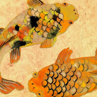 Wanduhr XXL 3D Optik Dixtime asiatisch Fische 30x90 cm leises Uhrwerk GL-011