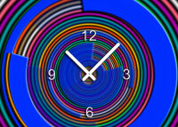 Tischuhr 30cmx30cm inkl. Alu-Ständer - modernes Design bunt geräuschloses Quarzuhrwerk - Wanduhr - Standuhr TU5019  DIXTIME