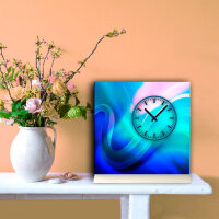Tischuhr 30cmx30cm inkl. Alu-Ständer -moderne Design  blau türkis geräuschloses Quarzuhrwerk -Wanduhr-Standuhr TU3415 DIXTIME