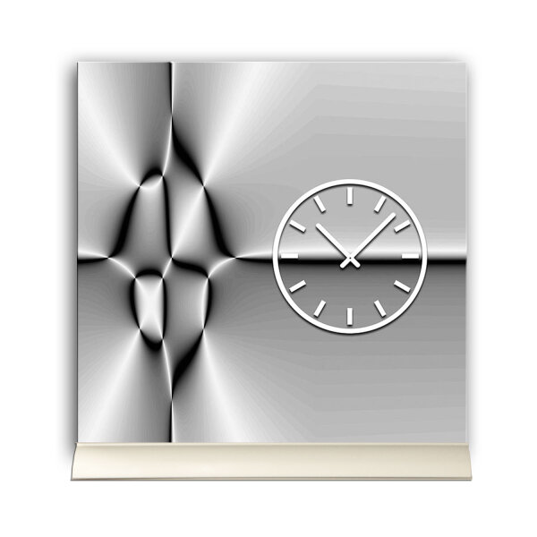Tischuhr 30cmx30cm inkl. Alu-Ständer -abstraktes Design  silbergrau geräuschloses Quarzuhrwerk -Wanduhr-Standuhr TU3170 DIXTIME