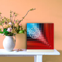 Tischuhr 30cmx30cm inkl. Alu-Ständer -abstraktes Design  blau rot geräuschloses Quarzuhrwerk -Wanduhr-Standuhr TU3169 DIXTIME