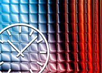 Tischuhr 30cmx30cm inkl. Alu-Ständer -abstraktes Design  blau rot geräuschloses Quarzuhrwerk -Wanduhr-Standuhr TU3169 DIXTIME