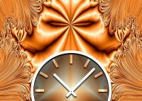 Tischuhr 30cmx30cm inkl. Alu-Ständer -abstraktes Design  kupfer geräuschloses Quarzuhrwerk  - Kaminuhr-Standuhr TU3163 DIXTIME