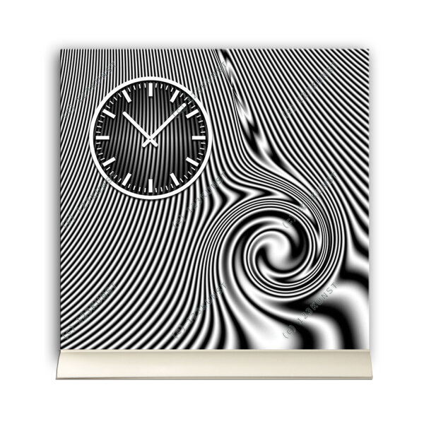 Tischuhr 30cmx30cm inkl. Alu-Ständer - modernes Design grau schwarz geräuschloses Quarzuhrwerk -Wanduhr-Standuhr TU3159 DIXTIME