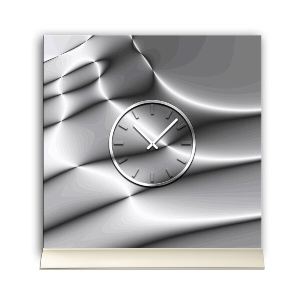 Tischuhr 30cmx30cm inkl. Alu-Ständer -edles Design silber grau geräuschloses Quarzuhrwerk  -Kaminuhr-Standuhr TU3155 DIXTIME