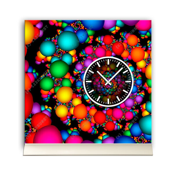 Tischuhr 30cmx30cm inkl. Alu-Ständer -abstraktes Design bunt geräuschloses Quarzuhrwerk -Kaminuhr-Standuhr TU3097 DIXTIME