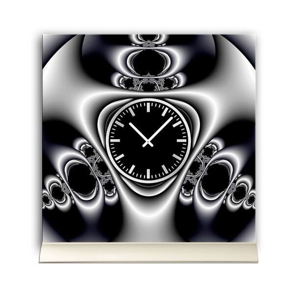 Tischuhr 30cmx30cm inkl. Alu-Ständer - edles Design schwarz grau geräuschloses Quarzuhrwerk - Kaminuhr - Standuhr TU3091 DIXTIME