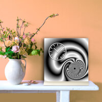 Tischuhr 30cmx30cm inkl. Alu-Ständer -edles Design schwarz grau geräuschloses Quarzuhrwerk -Kaminuhr-Standuhr TU3090 DIXTIME