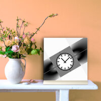 Tischuhr 30cmx30cm inkl. Alu-Ständer -grafisches Design schwarz weiß geräuschloses Quarzuhrwerk -Kaminuhr-Standuhr TU3085 DIXTIME