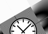 Tischuhr 30cmx30cm inkl. Alu-Ständer -grafisches Design schwarz weiß geräuschloses Quarzuhrwerk -Kaminuhr-Standuhr TU3085 DIXTIME