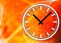 Tischuhr 30cmx30cm inkl. Alu-Ständer - modernes Design orange geräuschloses Quarzuhrwerk - Wanduhr-Standuhr TU3418 DIXTIME