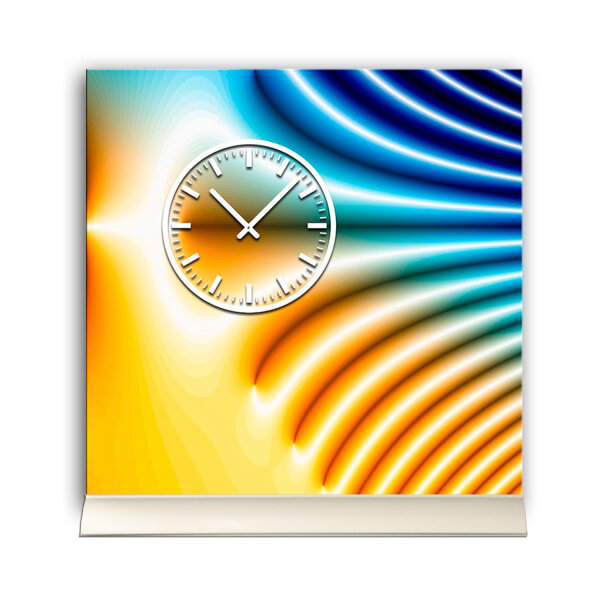 Tischuhr 30cmx30cm inkl. Alu-Ständer- abstraktes Design Farbverlauf geräuschloses Quarzuhrwerk - Kaminuhr-Standuhr TU3081 DIXTIME