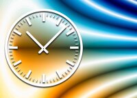 Tischuhr 30cmx30cm inkl. Alu-Ständer- abstraktes Design Farbverlauf geräuschloses Quarzuhrwerk - Kaminuhr-Standuhr TU3081 DIXTIME