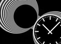 Tischuhr 30cmx30cm inkl. Alu-Ständer  -schlichtes zeitloses Design schwarz weiß  geräuschloses Quarzuhrwerk -Kaminuhr-Standuhr TU3079 DIXTIME