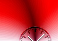 Tischuhr 30cmx30cm inkl. Alu-Ständer -schlichtes zeitloses Design rot blau geräuschloses Quarzuhrwerk - Kaminuhr-Standuhr TU3078 DIXTIME