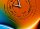 Tischuhr 30cmx30cm inkl. Alu-Ständer -abstraktes zeitloses Design orange blau geräuschloses Quarzuhrwerk -Kaminuhr-Standuhr TU3074 DIXTIME