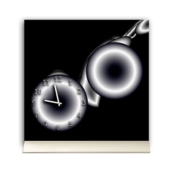 Tischuhr 30cmx30cm inkl. Alu-Ständer -modernes Design, geräuschloses Quarzuhrwerk -Kaminuhr-Standuhr TU3071 DIXTIME