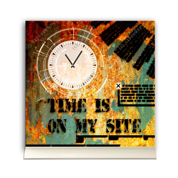 Tischuhr 30cmx30cm inkl. Alu-Ständer -modernes Design, geräuschloses Quarzuhrwerk -Kaminuhr-Standuhr TU3049 DIXTIME