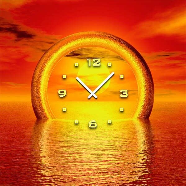 3088 Dixtime Designer Wanduhr 50cm x 50cm Sonnenuntergang quadratische traumhafte Wohnraumuhr